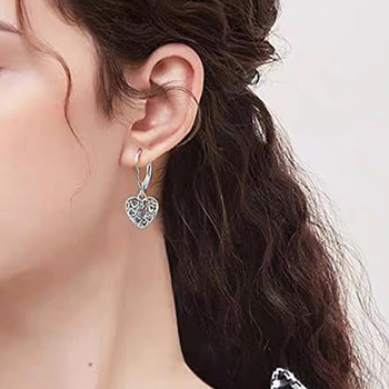 Náušnice z meďe s dutým srdcom, geometrický dizajn, elektroplátovanie, unisex