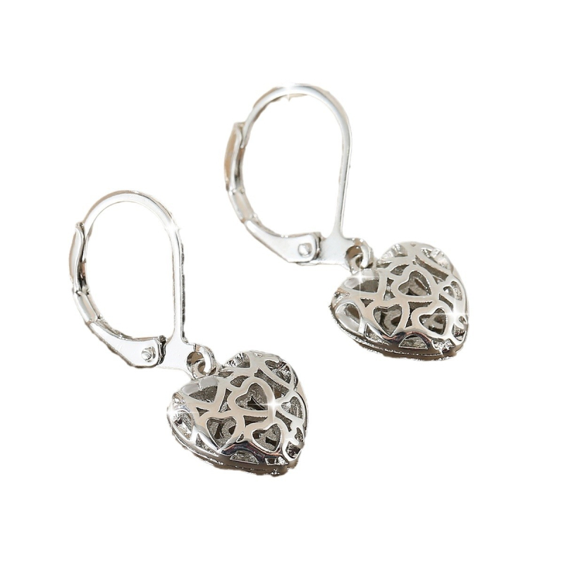 Náušnice z meďe s dutým srdcom, geometrický dizajn, elektroplátovanie, unisex