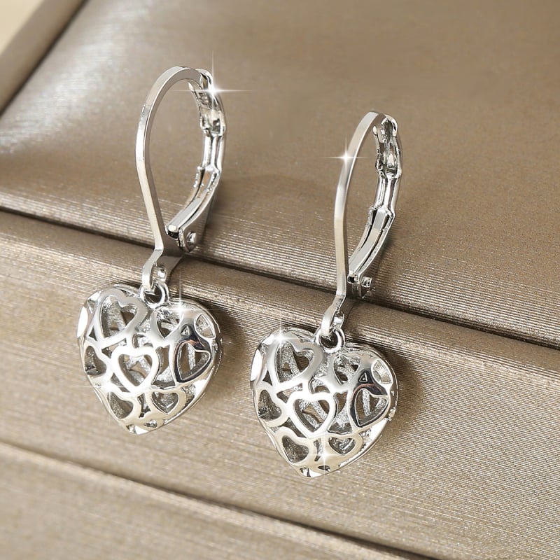 Náušnice z meďe s dutým srdcom, geometrický dizajn, elektroplátovanie, unisex