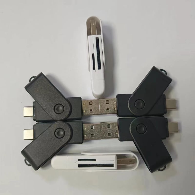 Cititor de carduri SD/TF 2-în-1, cu rotire, USB-C și USB 2.0, extern, pentru PC și telefon mobil