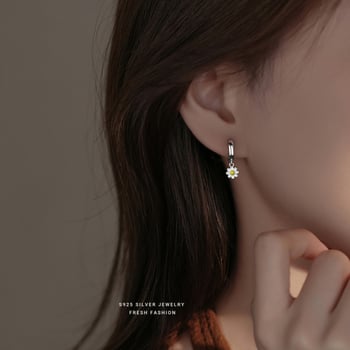 Cercei Mori cu flori, argint 925, placare electrolitică, pentru femei