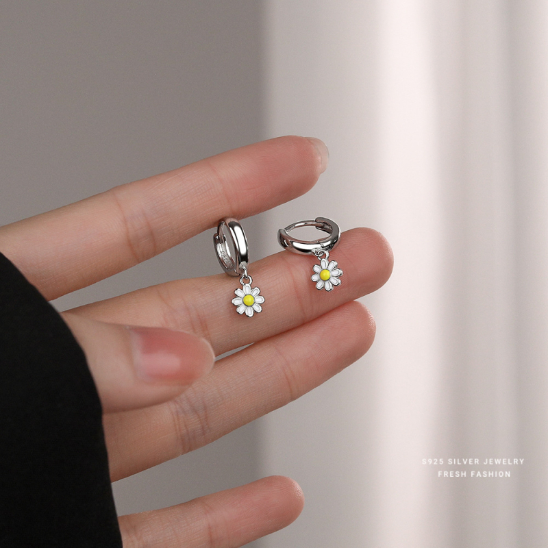 Cercei Mori cu flori, argint 925, placare electrolitică, pentru femei