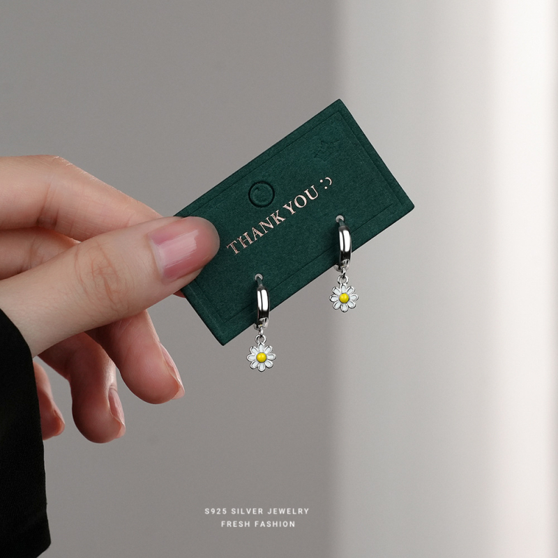 Cercei Mori cu flori, argint 925, placare electrolitică, pentru femei