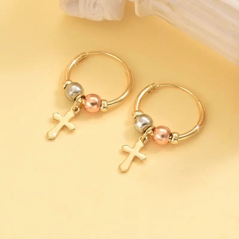 Keresztmedálos fülbevalók, geometriás alakú ötvözetből, uniszex, művészi vintage stílus, kód YZ-281