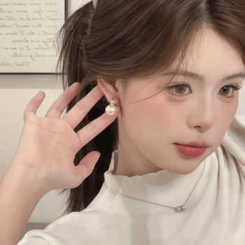 Cercei din cupru cu perle artificiale, stil minimalist geometric, placare electrolitică, toamnă 2024