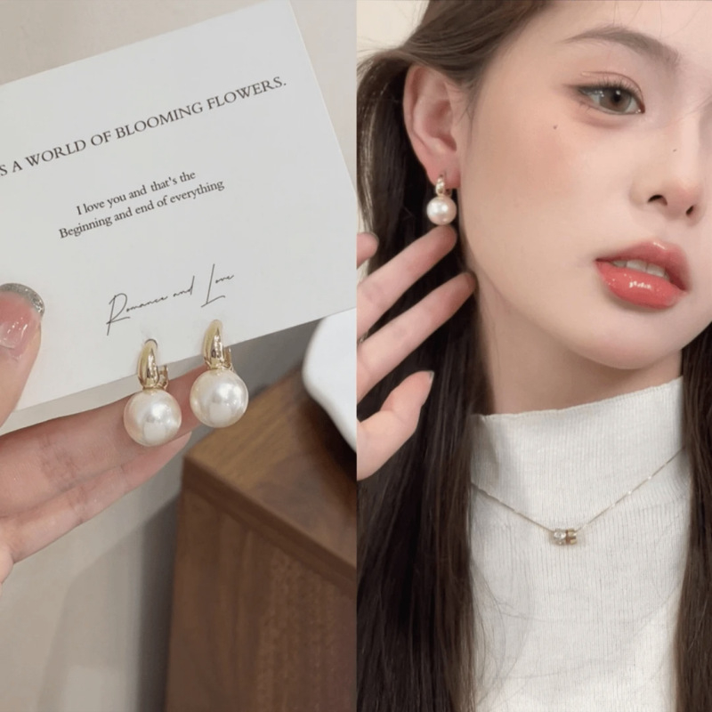 Cercei din cupru cu perle artificiale, stil minimalist geometric, placare electrolitică, toamnă 2024