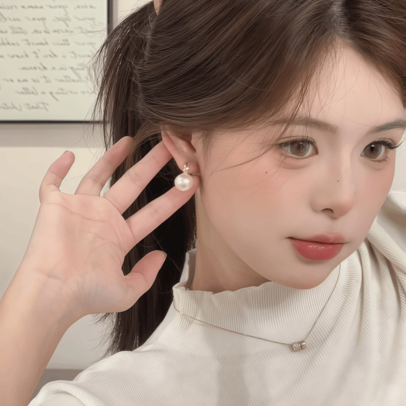 Cercei din cupru cu perle artificiale, stil minimalist geometric, placare electrolitică, toamnă 2024