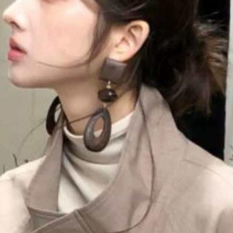 Cercei din lemn geometrici, ovali, lucrate manual, stil etnic, accesorii de urechi vintage retro