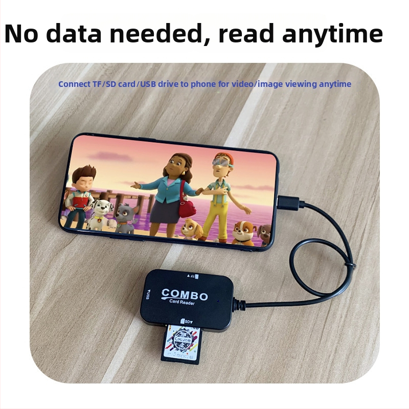 Viacfunkčný USB čítač SD/TF kariet s micro/Type-C rozhraním (USB 2.0, externá inštalácia, ABS telo, podpora SD/TF kariet)