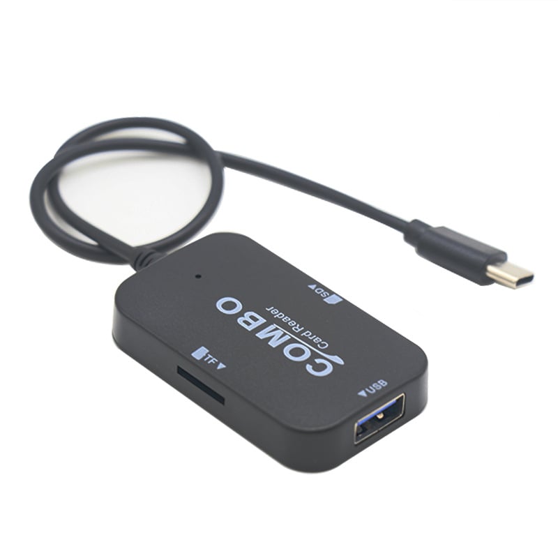 Viacfunkčný USB čítač SD/TF kariet s micro/Type-C rozhraním (USB 2.0, externá inštalácia, ABS telo, podpora SD/TF kariet)