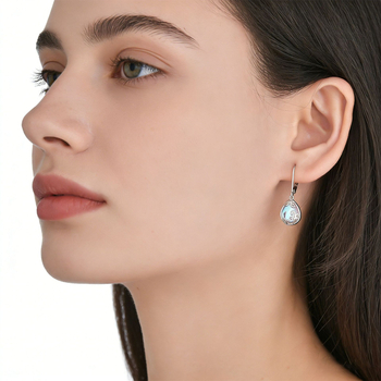 Naušnice od srebra 925 s mjesečevim kamenom, kapljasti oblik, za žene