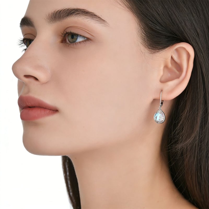 Naušnice od srebra 925 s mjesečevim kamenom, kapljasti oblik, za žene