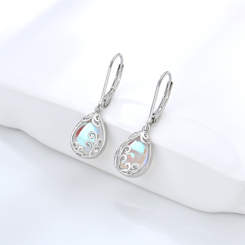 Naušnice od srebra 925 s mjesečevim kamenom, kapljasti oblik, za žene