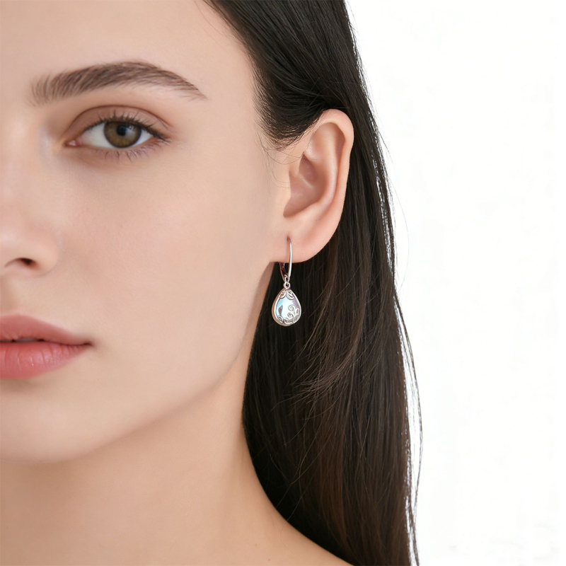 Naušnice od srebra 925 s mjesečevim kamenom, kapljasti oblik, za žene
