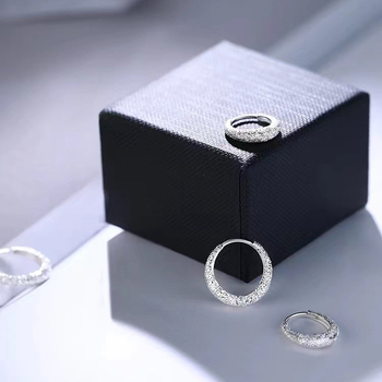 Cercei din argint S925, motif stelar strălucitor, hoopuri geometrice, finisaj Seiko, pentru femei, stil lux lejer