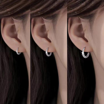 Cercei din argint S925, motif stelar strălucitor, hoopuri geometrice, finisaj Seiko, pentru femei, stil lux lejer