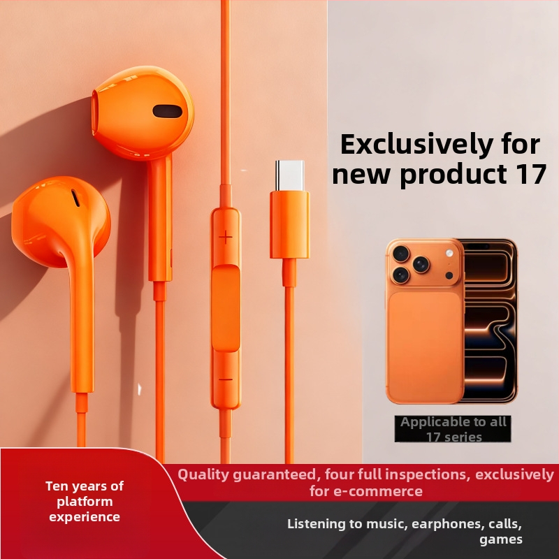 In-ear vezetékes fülhallgató mikrofonnal, Type-C interfész, 1,2 m kábel, kompatibilis iOS-sel