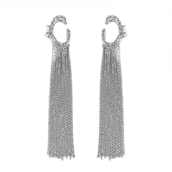 Clipsuri pentru urechi lungi cu ciucuri, design geometric din aliaj, electroplacare, vârfuri din oțel inoxidabil, stil ins