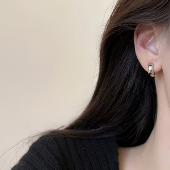 Clipuri pentru urechi din cupru, design geometric, placare electrolitică, cu bureți de silicon