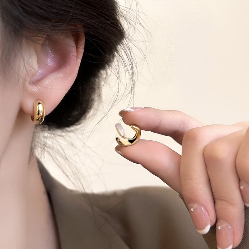 Clipuri pentru urechi din cupru, design geometric, placare electrolitică, cu bureți de silicon