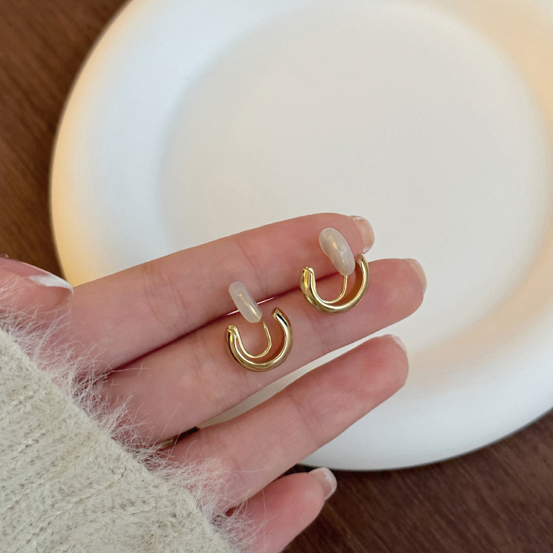 Clipuri pentru urechi din cupru, design geometric, placare electrolitică, cu bureți de silicon