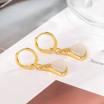 Cercei pentru femei, cupru, lux, finisaj diamantat, toamnă 2024