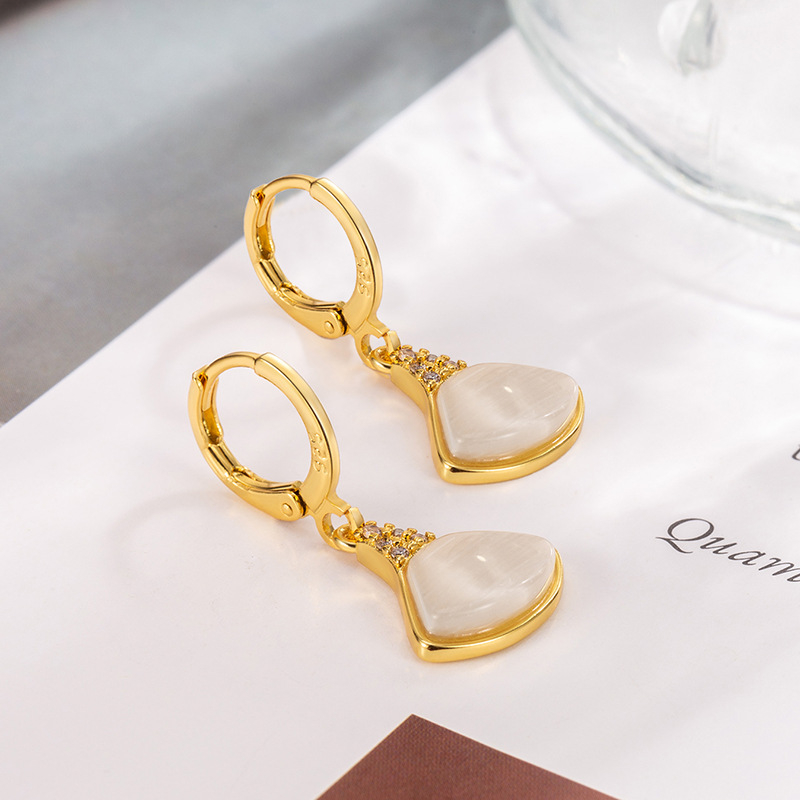 Cercei pentru femei, cupru, lux, finisaj diamantat, toamnă 2024