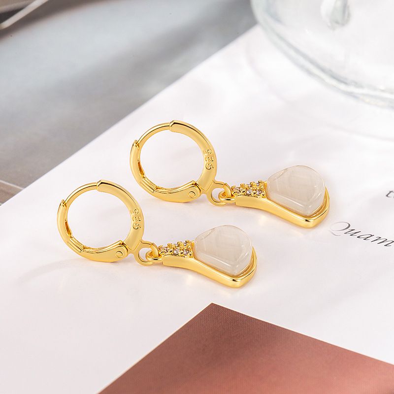 Cercei pentru femei, cupru, lux, finisaj diamantat, toamnă 2024