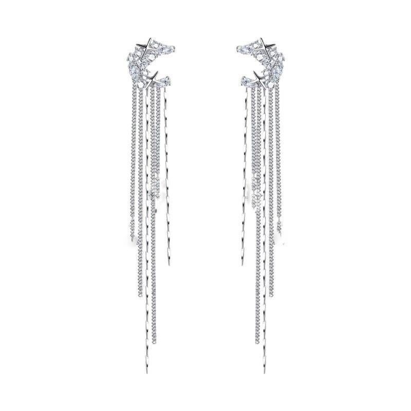 Clipsuri metalice pentru urechi geometrice, cu ciucuri lungi, clip-on, electroplacate, YIWEI STUDIO