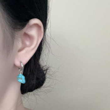 Náušnice Pomelo Ear Jewelry, geometrický tvar, borový kameň, 925 strieborné zapínanie, Seiko spracovanie