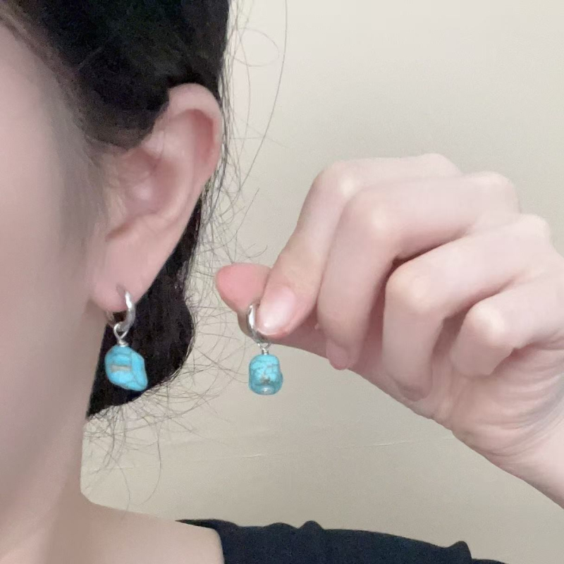 Náušnice Pomelo Ear Jewelry, geometrický tvar, borový kameň, 925 strieborné zapínanie, Seiko spracovanie