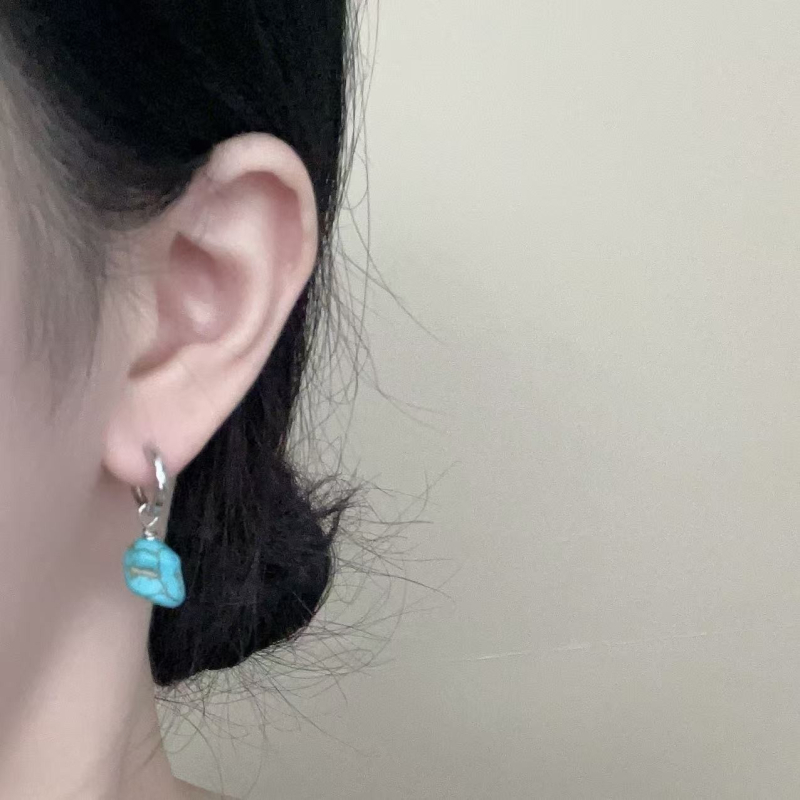 Náušnice Pomelo Ear Jewelry, geometrický tvar, borový kameň, 925 strieborné zapínanie, Seiko spracovanie