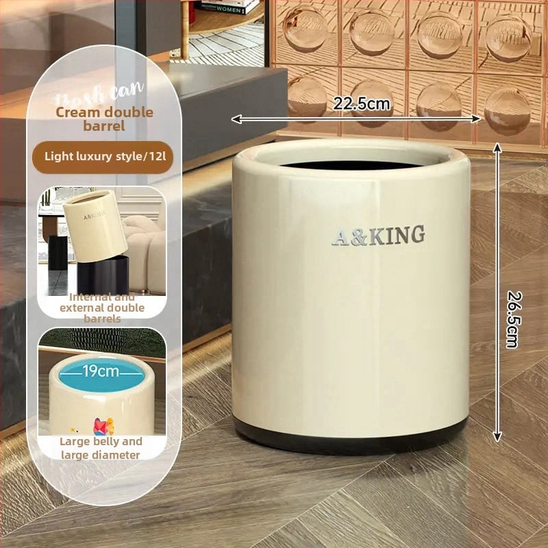 Nordic stiliaus šiukšlių dėžė, plastikinė, talpa >12L, namų naudojimui, be dangtelio