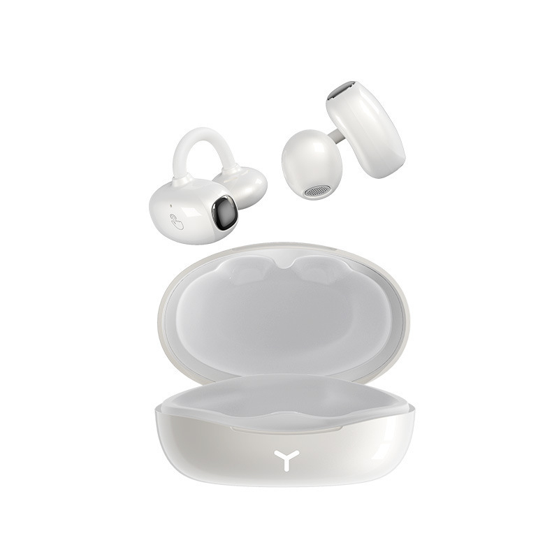 Cască Bluetooth cu clip pentru urechi, atingere dublă, traducere AI, cip Realtek, IPX7 rezistență la apă, autonomie peste 8 ore, stereo fără fir