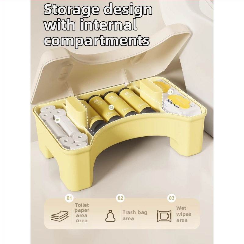 Qiaofeng plastmasas biezināta tualetes krēsla ar uzglabāšanas nodalījumu – neizplešama kāju balsts vannas istabai