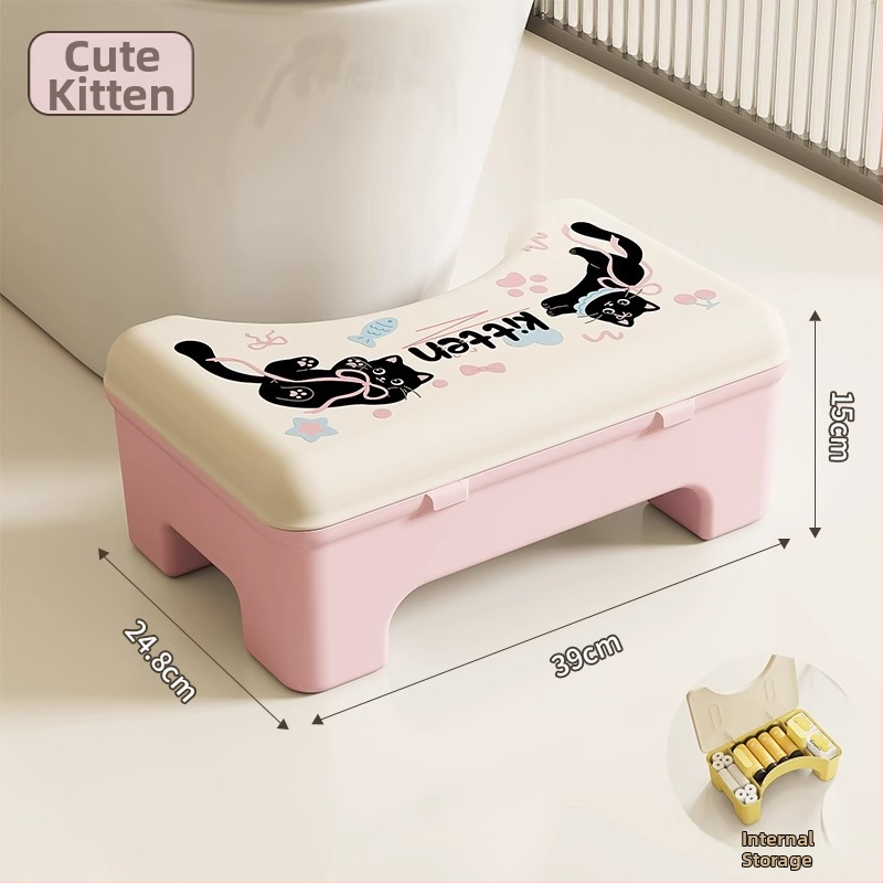 Qiaofeng plastmasas biezināta tualetes krēsla ar uzglabāšanas nodalījumu – neizplešama kāju balsts vannas istabai