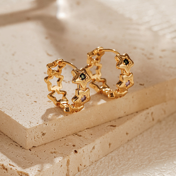 Meďové náušnice s hviezdnym tvarom a vsadenými zirkónmi – dámsky módny dizajn