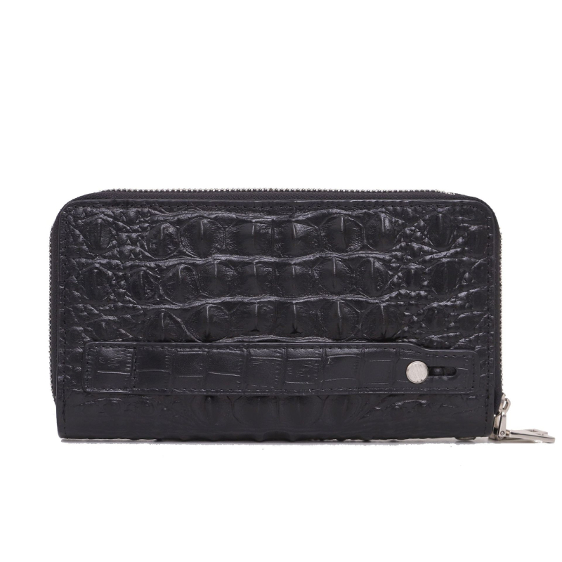 Μακρύ πορτοφόλι από γνήσιο δέρμα, Α’ στρώμα βοδινού δέρματος, μονόχρωμο, με πολλαπλά διαμερίσματα, αδιάβροχο