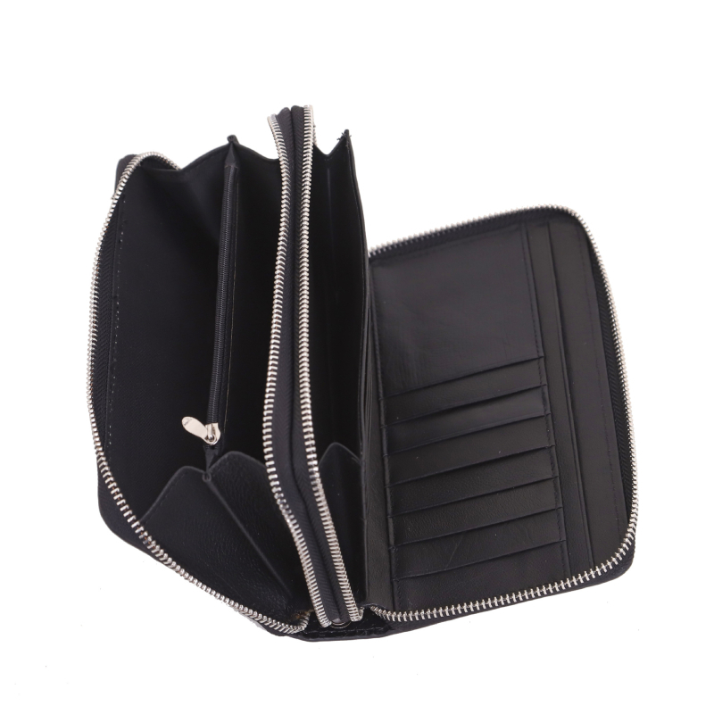 Μακρύ πορτοφόλι από γνήσιο δέρμα, Α’ στρώμα βοδινού δέρματος, μονόχρωμο, με πολλαπλά διαμερίσματα, αδιάβροχο