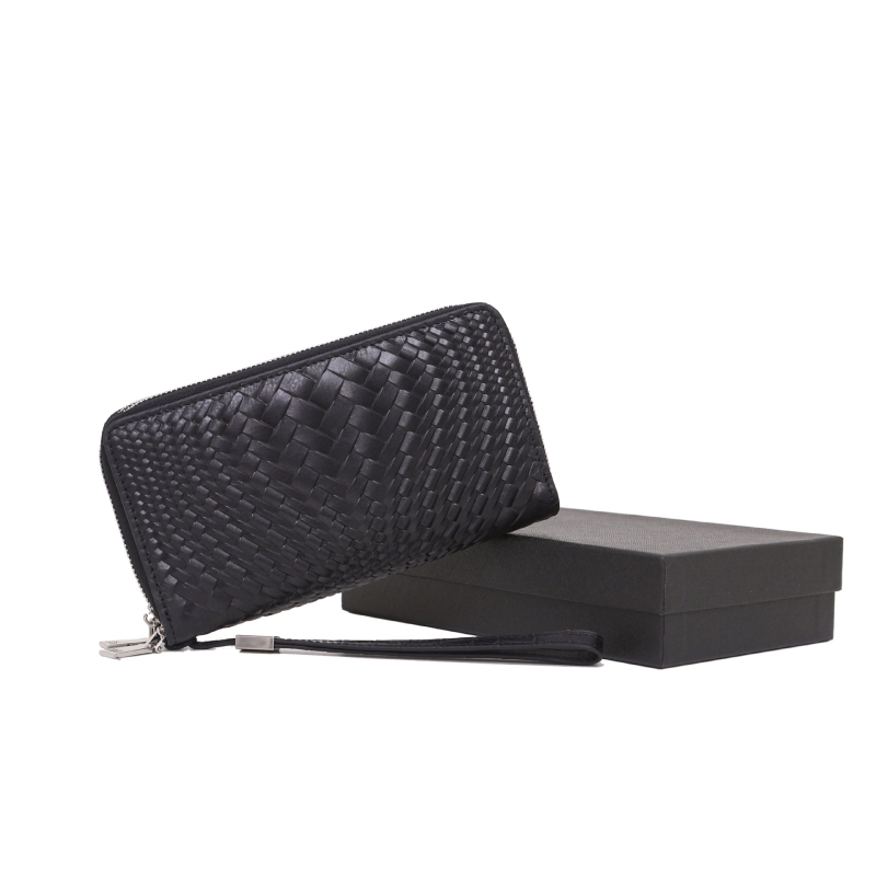 Μακρύ πορτοφόλι από γνήσιο δέρμα, Α’ στρώμα βοδινού δέρματος, μονόχρωμο, με πολλαπλά διαμερίσματα, αδιάβροχο