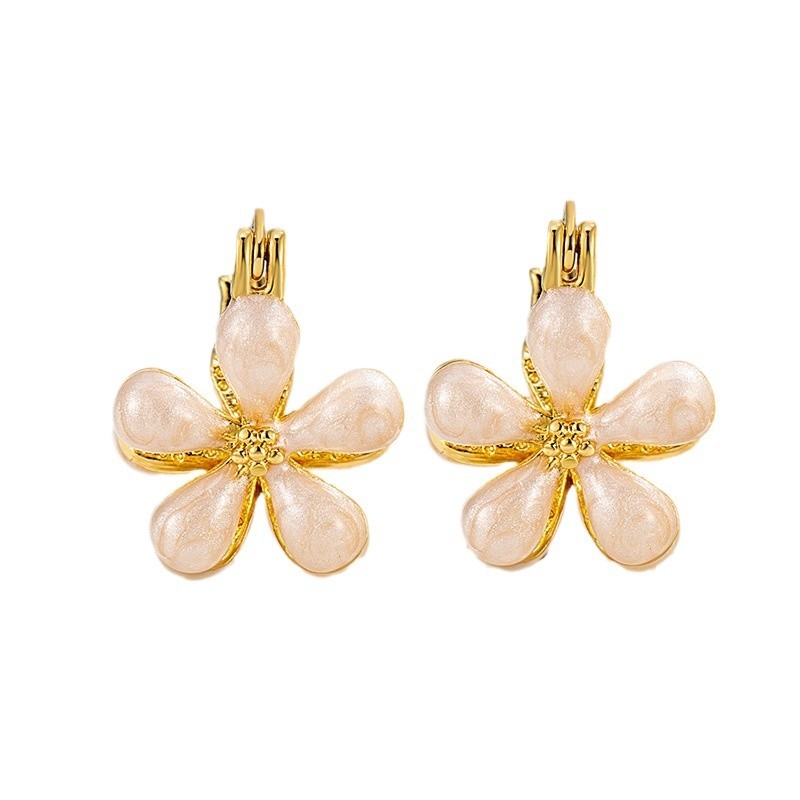 Náušnice z meďe, kvetinový dizajn, elektroplatované, pre ženy, pôvod Shantwei, Zima 2024