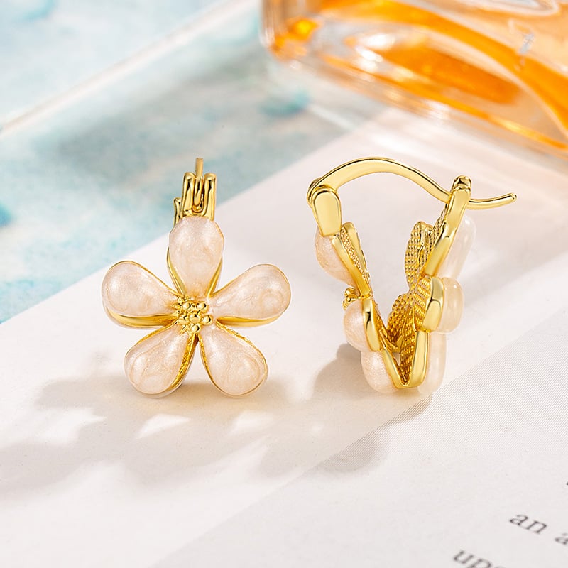 Náušnice z meďe, kvetinový dizajn, elektroplatované, pre ženy, pôvod Shantwei, Zima 2024