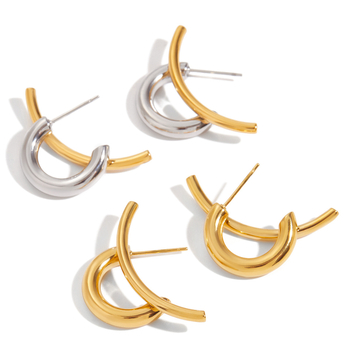 Обеци от неръждаема стомана, геометричен дизайн, марка Quiet, ретро стил, пускане: Пролет 2025