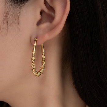 Náušnice z titánovej ocele – tvaru U, kapkovitý a geometrický dizajn; elektroplating; značka Junrong; kód Exrge0907; kancelársky štýl