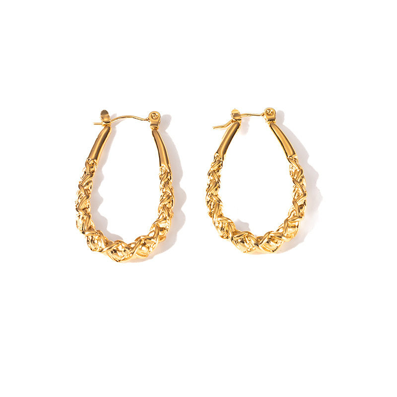 Náušnice z titánovej ocele – tvaru U, kapkovitý a geometrický dizajn; elektroplating; značka Junrong; kód Exrge0907; kancelársky štýl