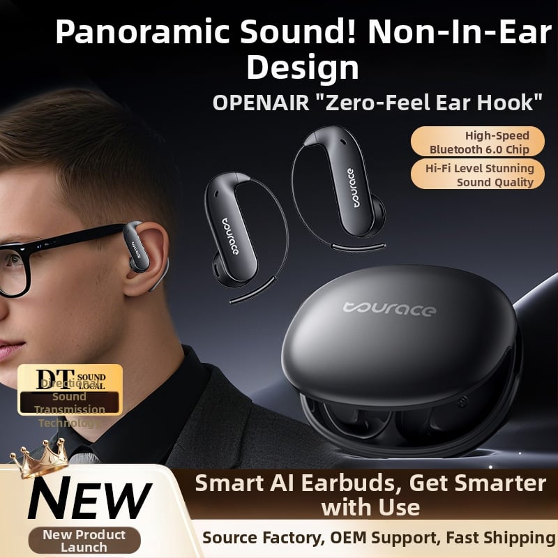 Bežične slušalice s držačem za uho, sportsko smanjenje buke, Bluetooth 6.0, domet 10 m, IPX5, trajanje baterije 4–8 h