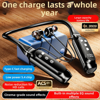 Căști Bluetooth fără fir pentru gât, cu anulare activă a zgomotului, Bluetooth 5.4, rază de 10 m, autonomie baterie peste 8 ore, display digital