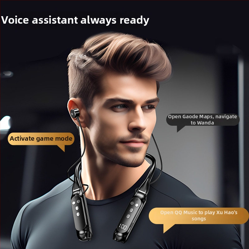 Căști Bluetooth fără fir pentru gât, cu anulare activă a zgomotului, Bluetooth 5.4, rază de 10 m, autonomie baterie peste 8 ore, display digital