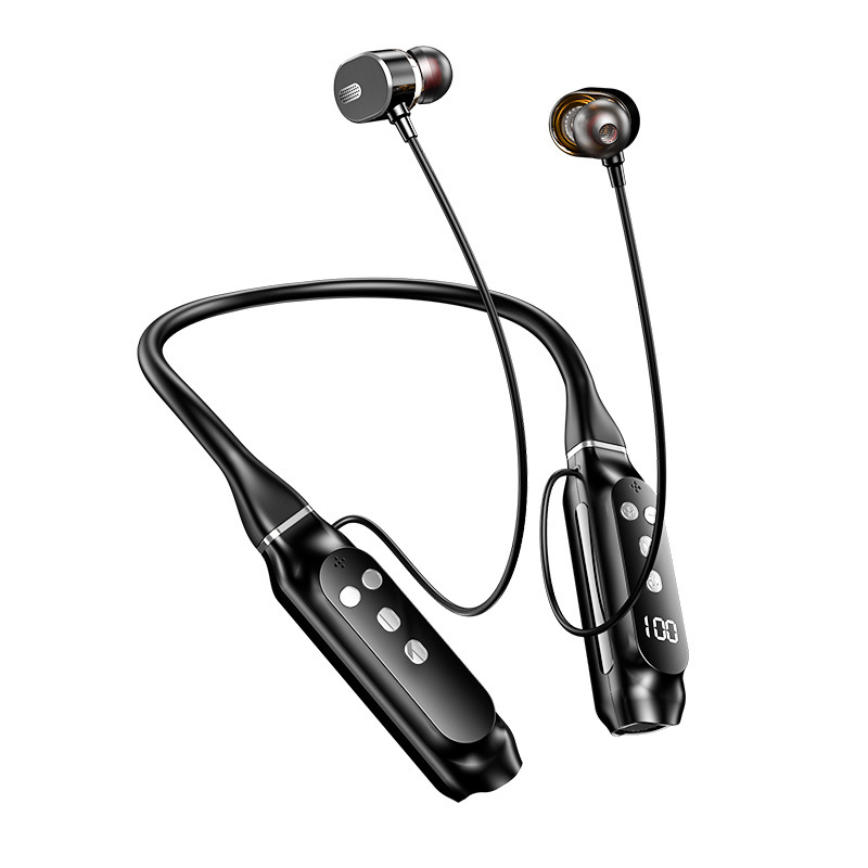 Căști Bluetooth fără fir pentru gât, cu anulare activă a zgomotului, Bluetooth 5.4, rază de 10 m, autonomie baterie peste 8 ore, display digital