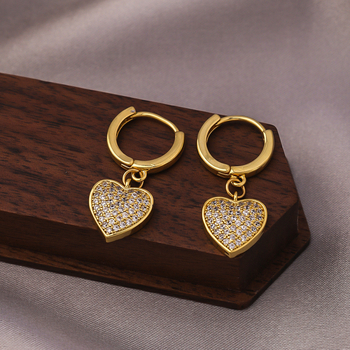 Náušnice srdcového tvaru z meďe, špendlíky na uši zo striebra 925, elektroplatina, luxusný štýl